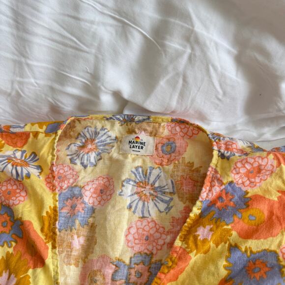 Marine Layer Camila A-Line Minidress in Yellow Vintage Floral Print Size M - Picture 3 of 5